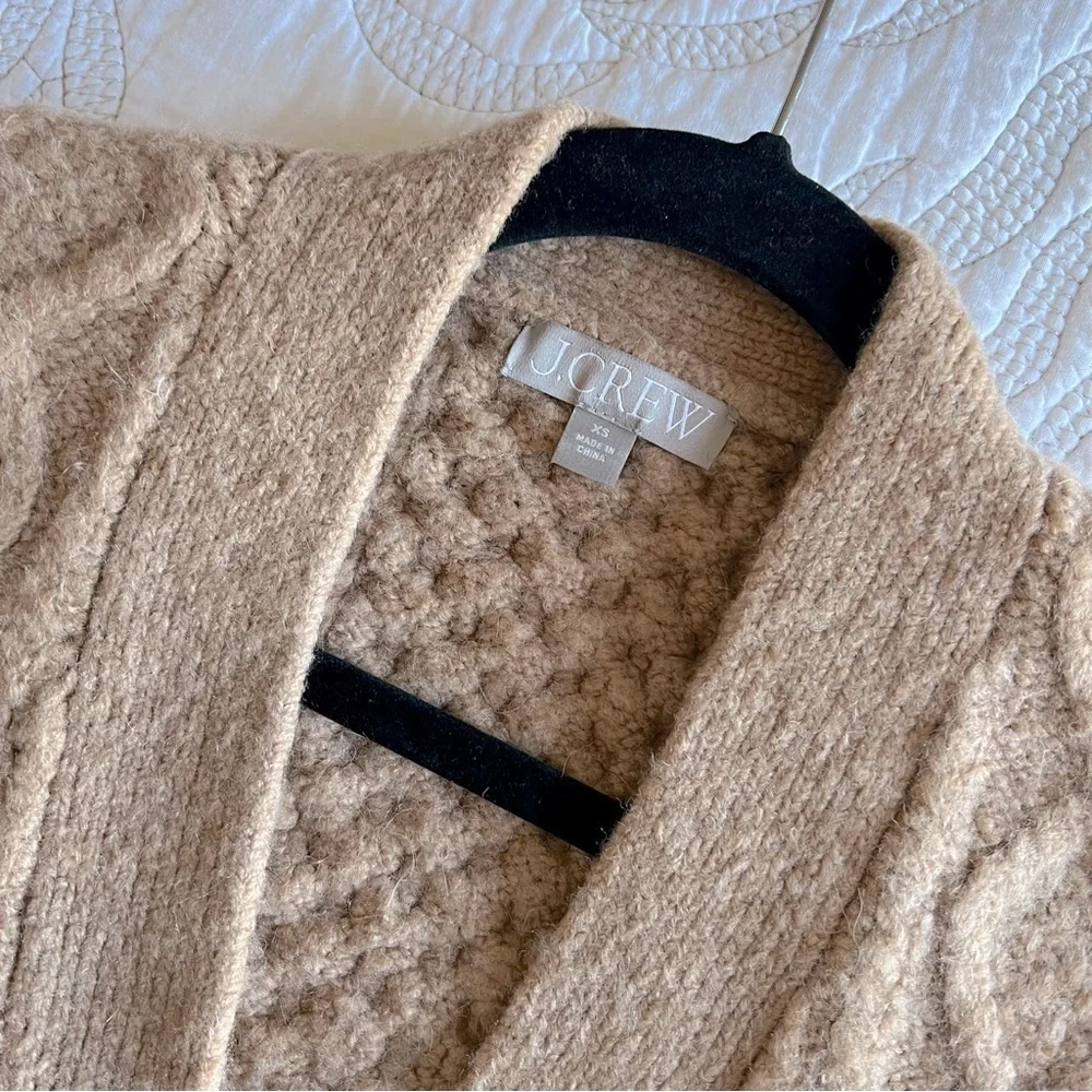 J. Crew - Cable-knit Stretch Cardigan Sweater - Heather Acorn
